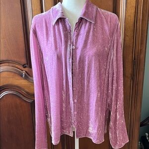 J. Jill Velvet Mauve Button Down Shirt in Soft Pink
